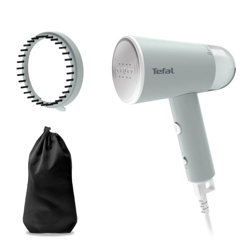 Aparat de călcat vertical cu abur portabil Tefal Origin Travel DT1034E1, 1200W, abur variabil 0-20 g/min, rezervor apă 70 ml, cablu alimentare 2m, alb & verde