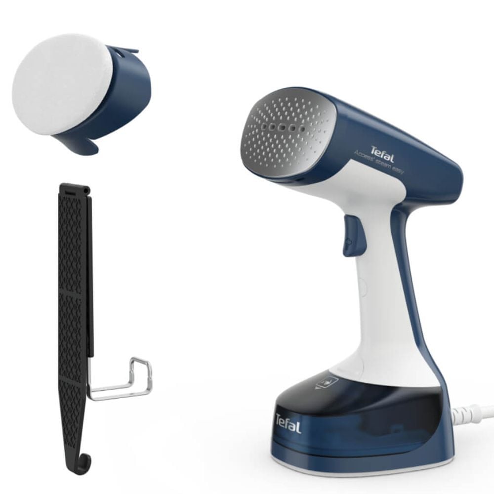 Aparat de călcat vertical cu abur Tefal Access Steam Easy DT7130E1, 1400 W, abur variabil 0 - 25 g/min, recipient apă 150ml, încălzire rapidă în 15s, alb & albastru