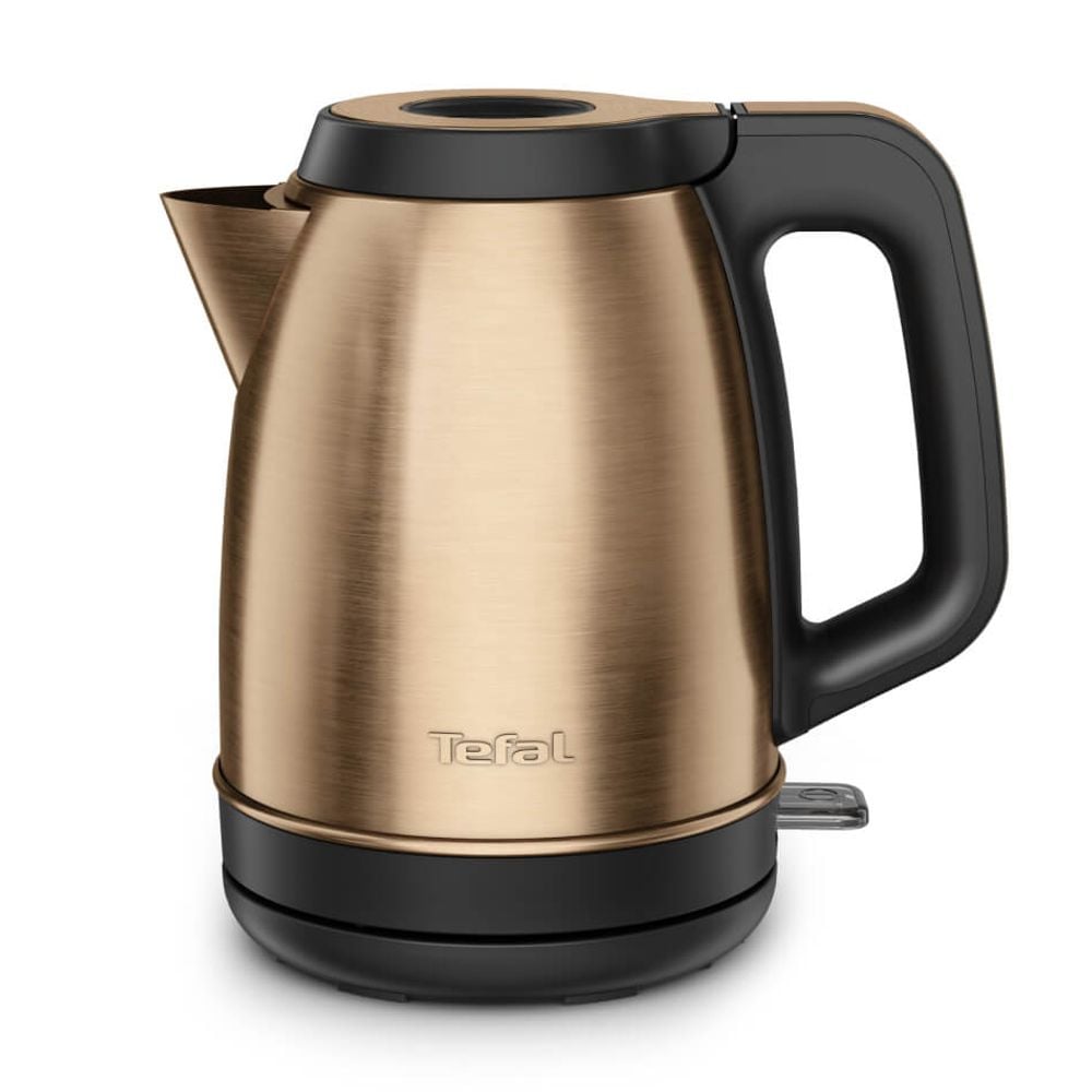 Fierbător apă Tefal Coppertinto KI280G10, 2400W, 1.7L, filtru anticalcar, inox, indicator nivel apă, bază rotativă 360°, negru & maro