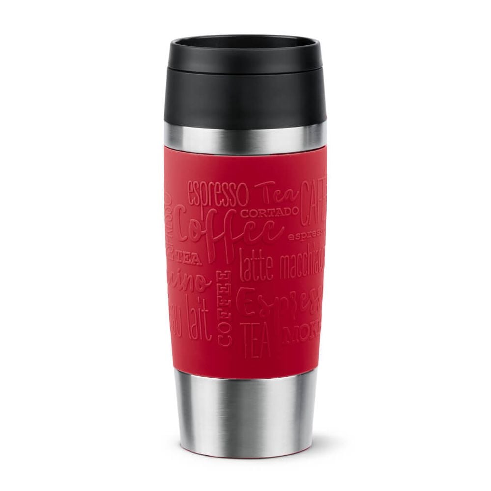 Termos Tefal Travel Mug Classic N2020410, inox, 0.36 L, 100% etanș, functie Quick Press, argintiu & rosu