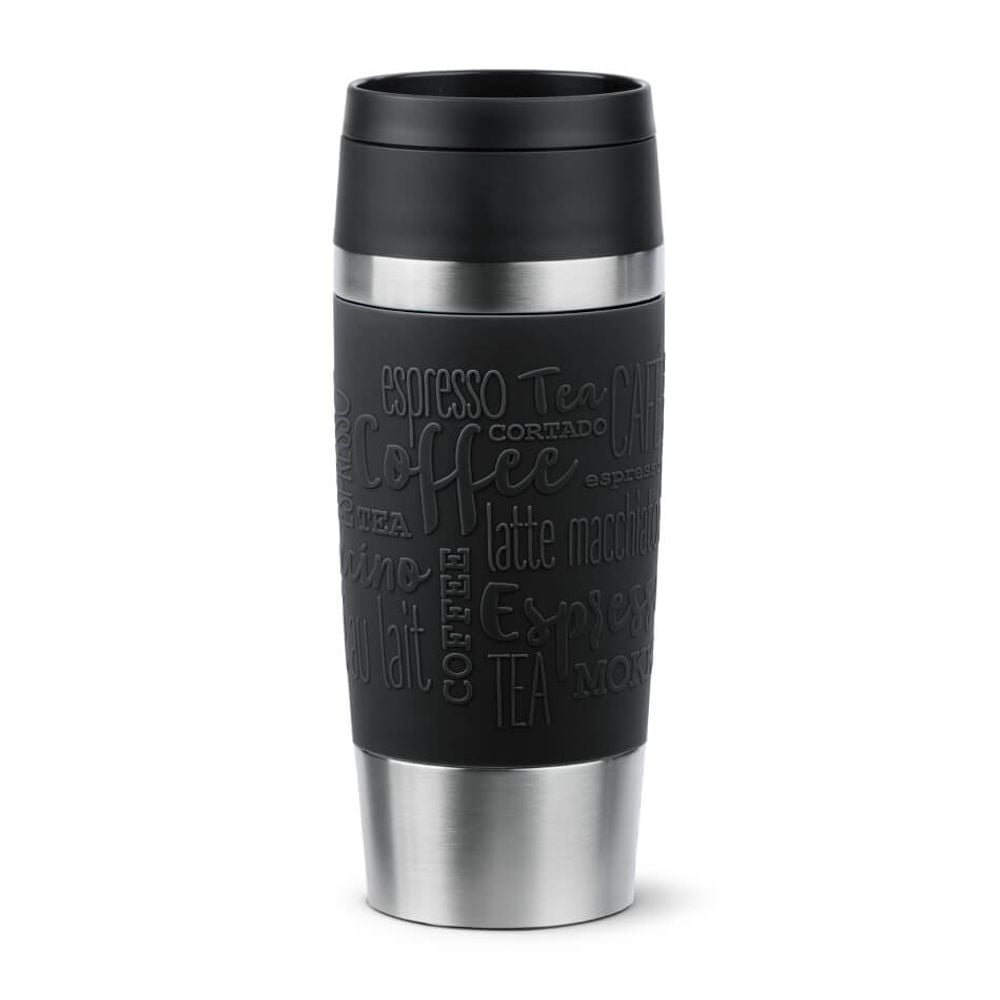 Termos Tefal Travel Mug Classic N2020210, inox, 0.36 L, 100% etanș, functie Quick Press, argintiu & negru