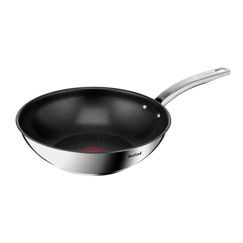 Tigaie wok Tefal Intuition B8171944, 28 cm, indicator Thermo-Signal™, inducție, înveliș antiaderent, exterior inox