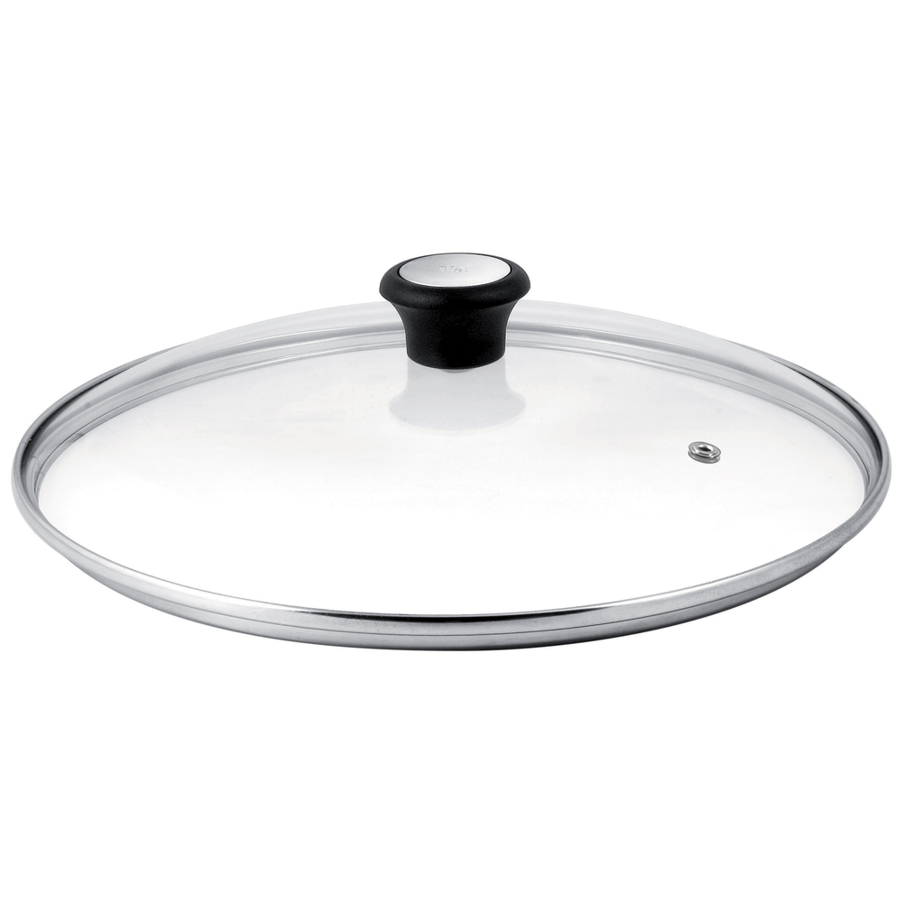 Capac Exception 28097512, orificiu pentru abur, mâner ergonomic, margine de inox, 24 cm, sticlă