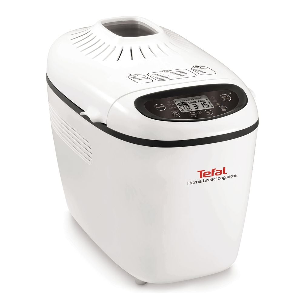 Mașină de pâine Home Bread Baguette PF610138, 1600 W, 16 programe, pornire programabilă, păstrare la cald, tavă pătrată, cu înveliș antiaderent, 5 accesorii, carte de rețete, 1.5 KG, alb