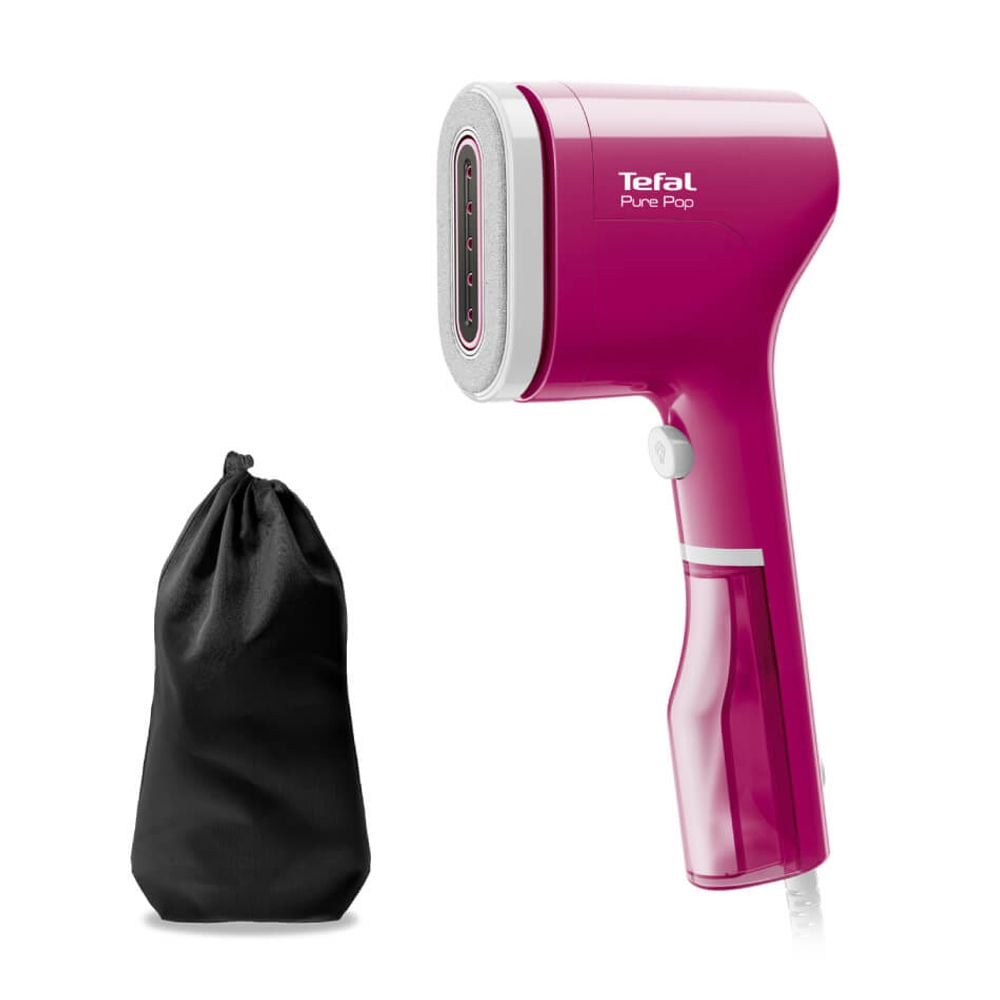 Aparat de călcat vertical cu abur Tefal Pure Pop DT2023F0, 1300 W, abur variabil până la 20g/min, recipient apa 70 ml, încălzire rapidă 15 sec, roz