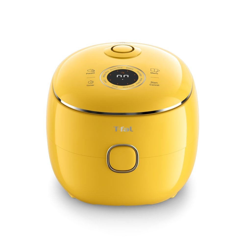 Aparat multifunctional de gatit orez Tefal Pop RK5352E0, 350 W, capacitate 0.7 L, 8 programe, tehnologie digitala, functie mentinere la cald, design compact, galben