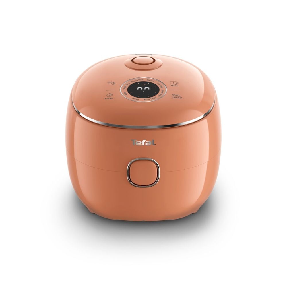 Aparat multifunctional de gatit orez Tefal Pop RK535TE0, 350 W, capacitate 0.7 L, 8 programe, tehnologie digitala, functie mentinere la cald, design compact, portocaliu
