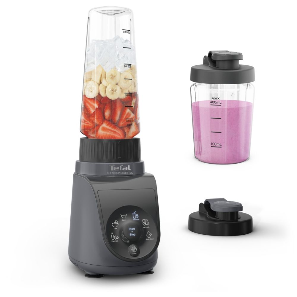 Blender Tefal Blend Up Essential BL1EHBF0, 800 W, 0.6 L, tehnologie Powelix, 4 lame inox, 6 programe automate, functie autocuratare, negru