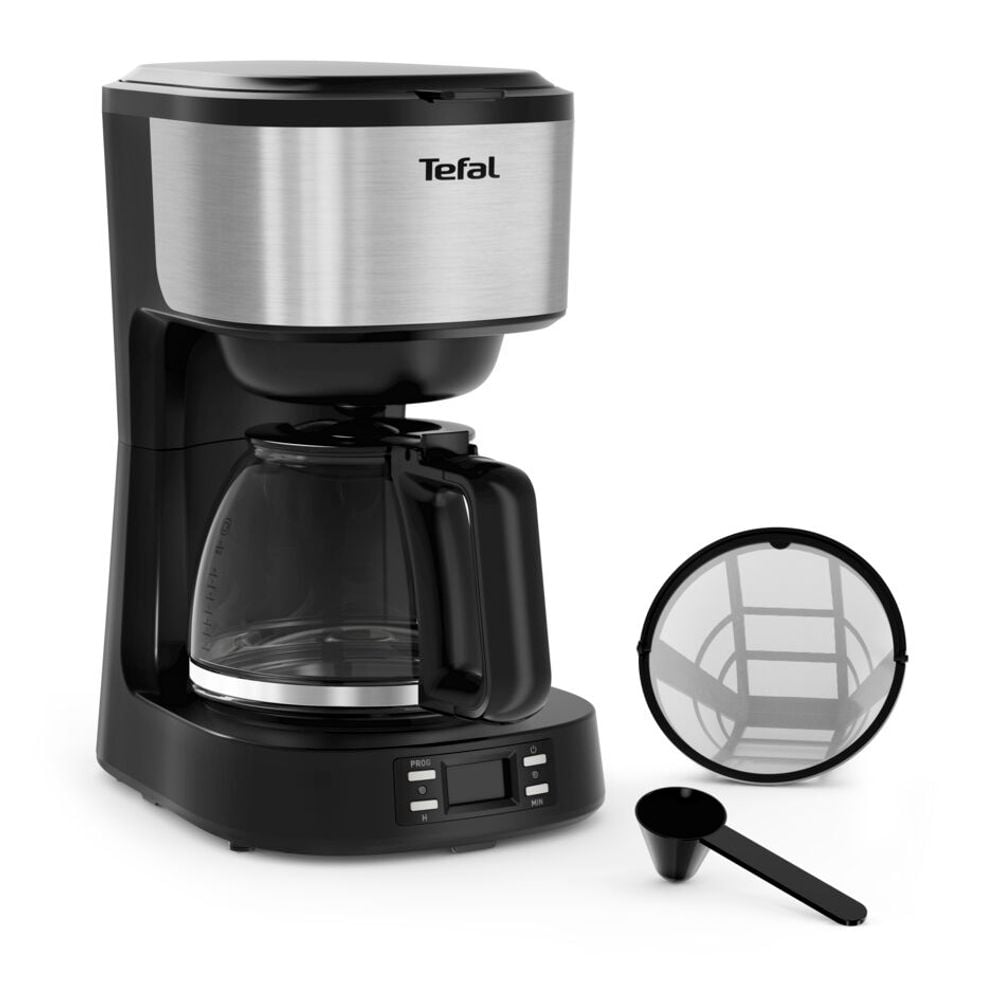 Cafetieră Tefal Equinox CM520D10, 900W, 1.2L, funcție păstrare la cald, sistem antipicurare, timer digital, monitorizare nivel apa, negru & argintiu