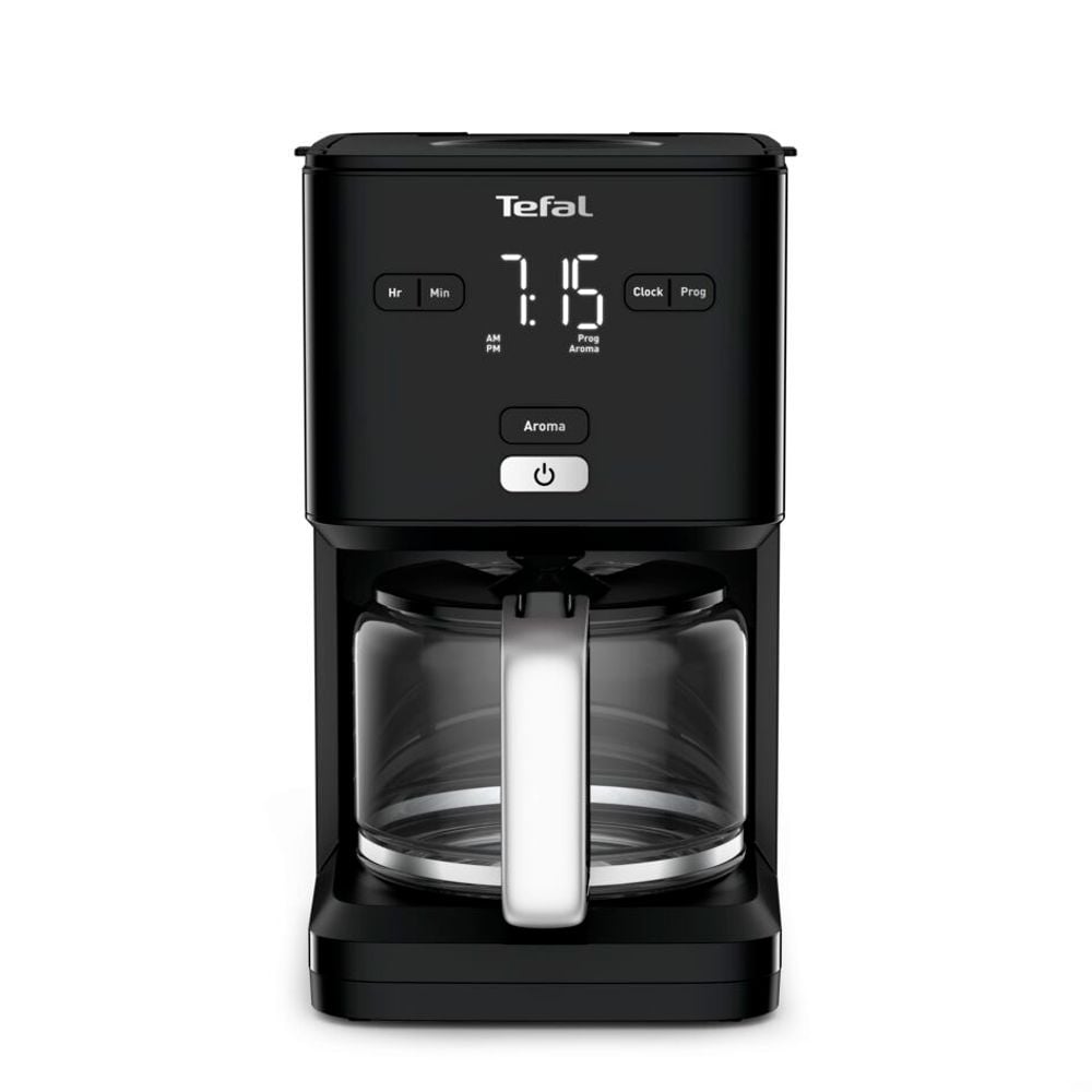 Cafetiera TEFAL Smart'n Light CM600810, 1000W, ecran digital, capacitate 1.25L, functie auto OFF, sistem antipicurare, carafa sticla, functie mentinere la cald, suport detasabil filtru, negru