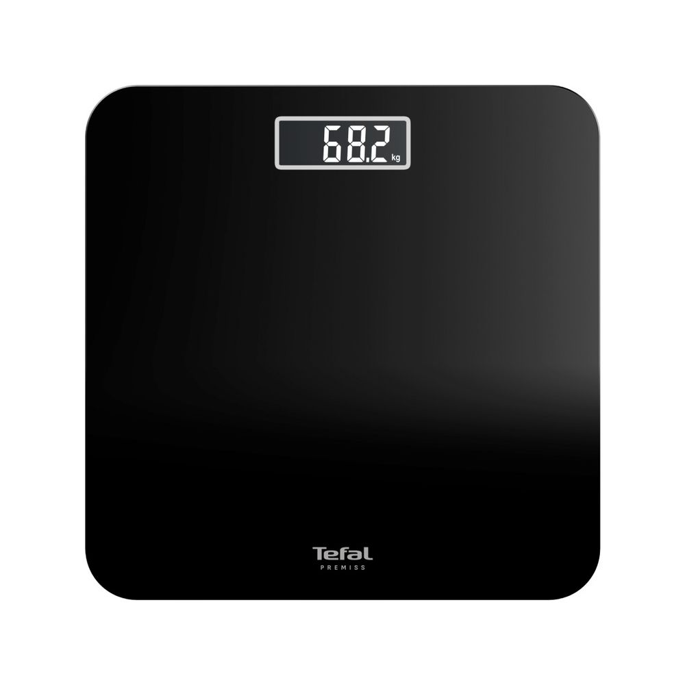 Cântar de baie Tefal Premiss PP1800V0, 160 kg, gradații la 100 g, 30 x 30 cm, sticlă, baterii incluse, negru