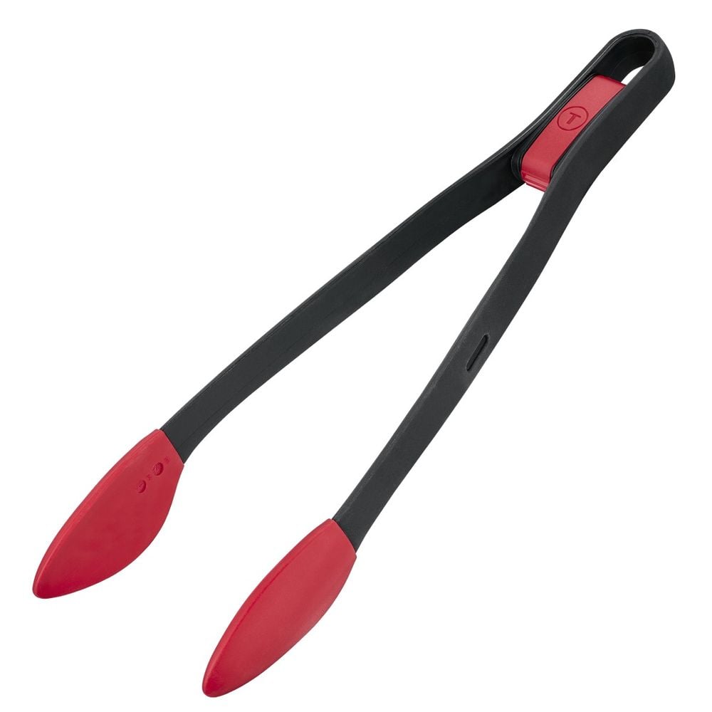 Cleste de bucatarie Tefal Ingenio+ K1991334, silicon, rezistent la temperaturi inalte, compatibilitate cu masina de spalat vase, negru & rosu