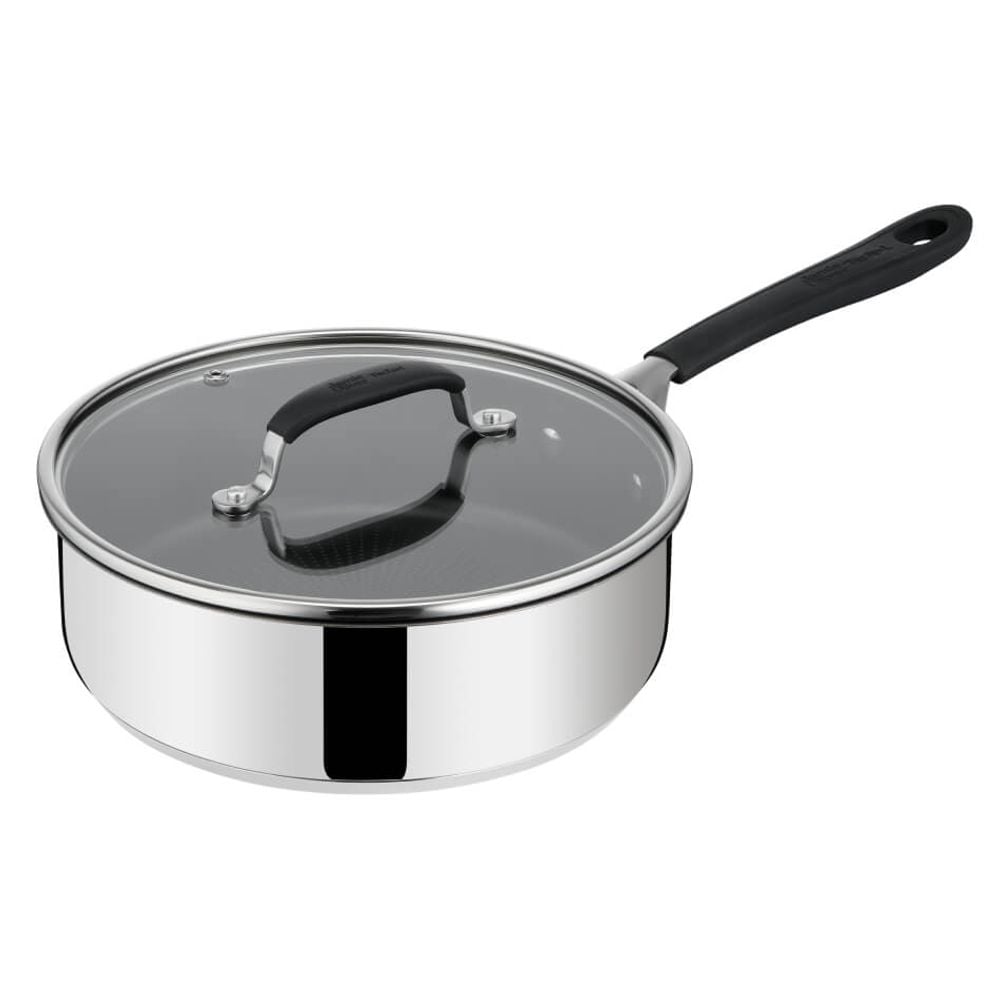 Cratiță cu capac de sticlă Tefal Jamie Oliver Home Cook E3033275, 24 cm, înveliș antiaderent, indicator Thermo-Signal, baza Thermo-Fusion, argintiu