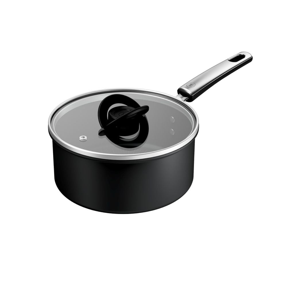 Cratita cu capac Tefal Excellence+ G3303202, 24 cm, invelis antiaderent, tehnologie FUSIONCORE, Thermo-Signal™, maner nituit, aluminiu, inductie, negru