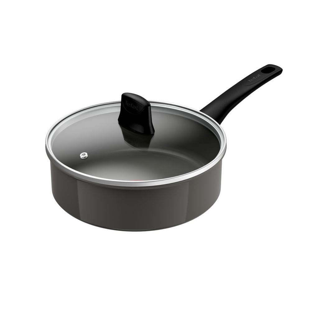 Cratita Tefal Renewal Ceramic G0173202, 24 cm, capac din sticla, invelis ceramic antiaderent Inoceram, Thermo-Signal™, inductie, gri