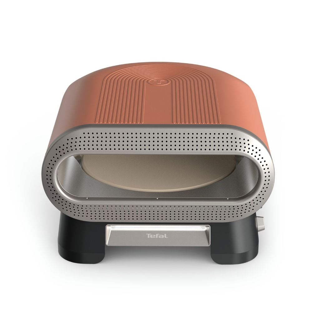 Cuptor electric pentru pizza Tefal Pizza Pronto JM600TE0, 2600 W, 4 trepte de temperatura, piatra rotativa automata, paleta pentru pizza, maro & argintiu