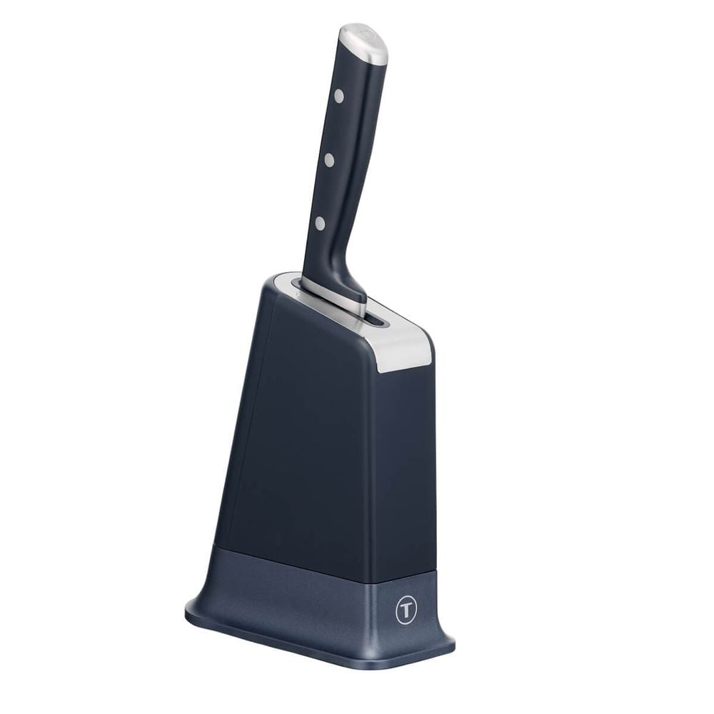 Cuțitul bucătarului & suport Tefal EverSharp Pro K297S244, inox german, mâner ergonomic, sistem de ascuțire integrat, negru & argintiu