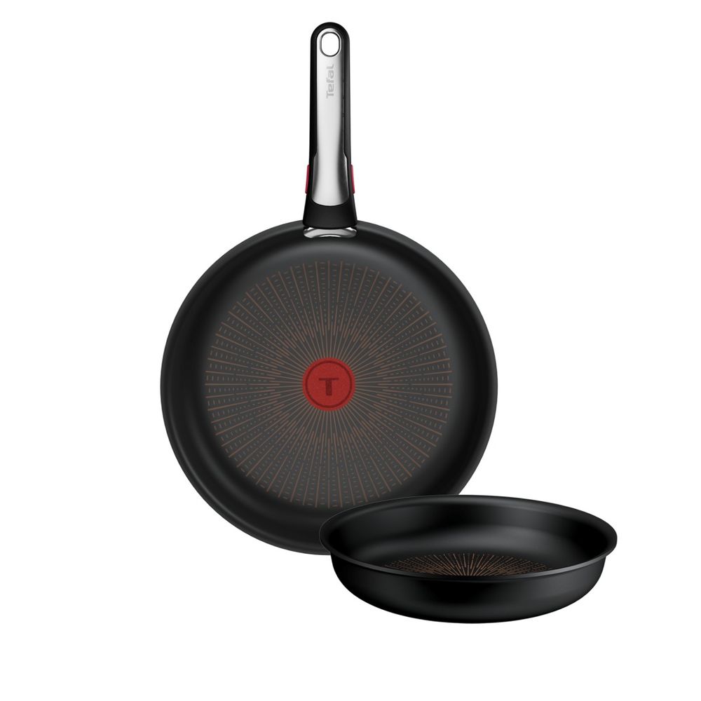 Set 3 piese Tefal Ingenio Excellence+ P0009553, tigaie de 24/28 cm, maner detasabil, tehnologie FUSIONCORE, Thermo-Signal™, invelis antiaderent, aluminiu. inductie, negru