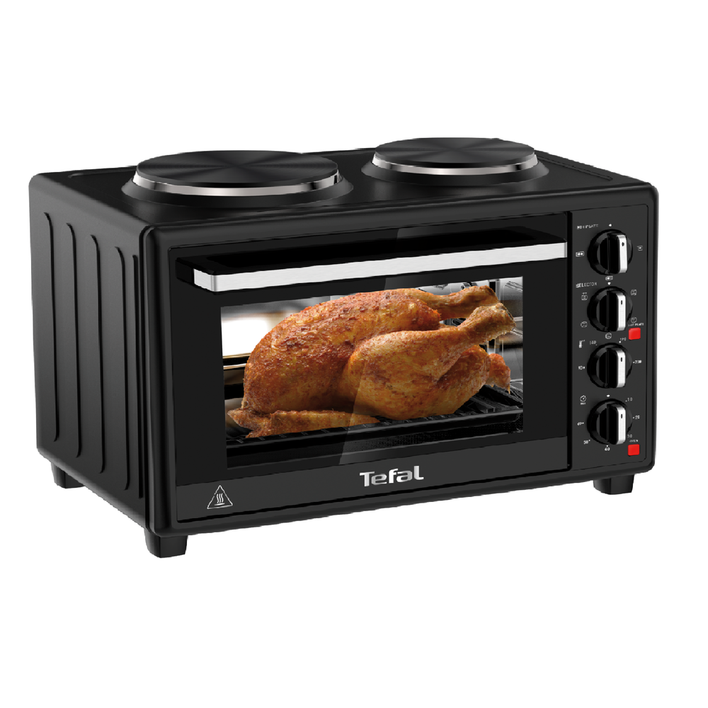 Cuptor electric Optimo OF463830, 1500 W, 2 plite, tehnologie convecție, 5 programe,230°C, temporizator, înveliş interior antiaderent, 3 accesorii, 32 L, negru