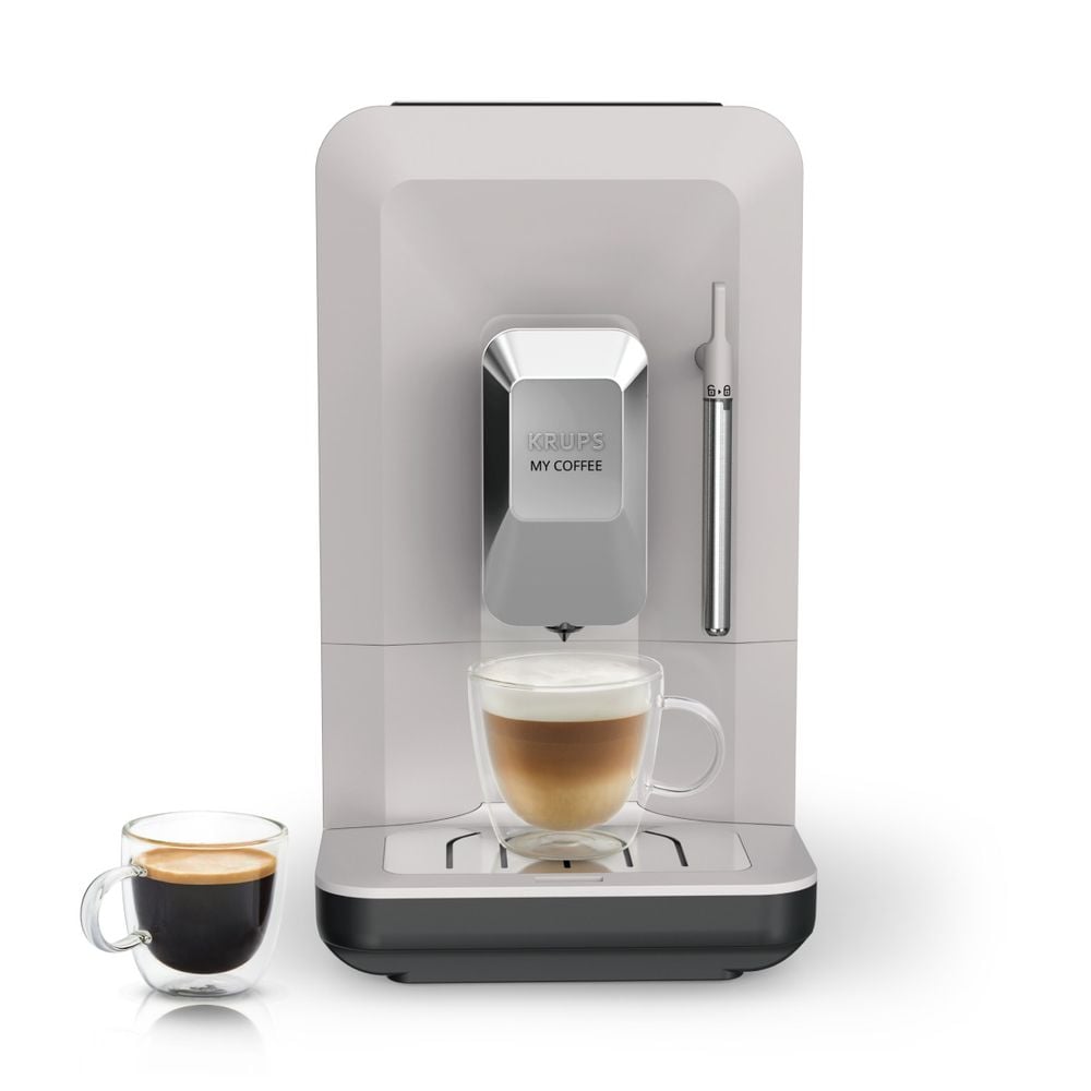 Espressor automat Krups My Coffee+ EA201BE0, 1690 W, 19 bari, 3 bauturi, rasnita metalica, 5 trepte macinare, rezervor apa 1.5 L, duza abur, panou tactil, gri