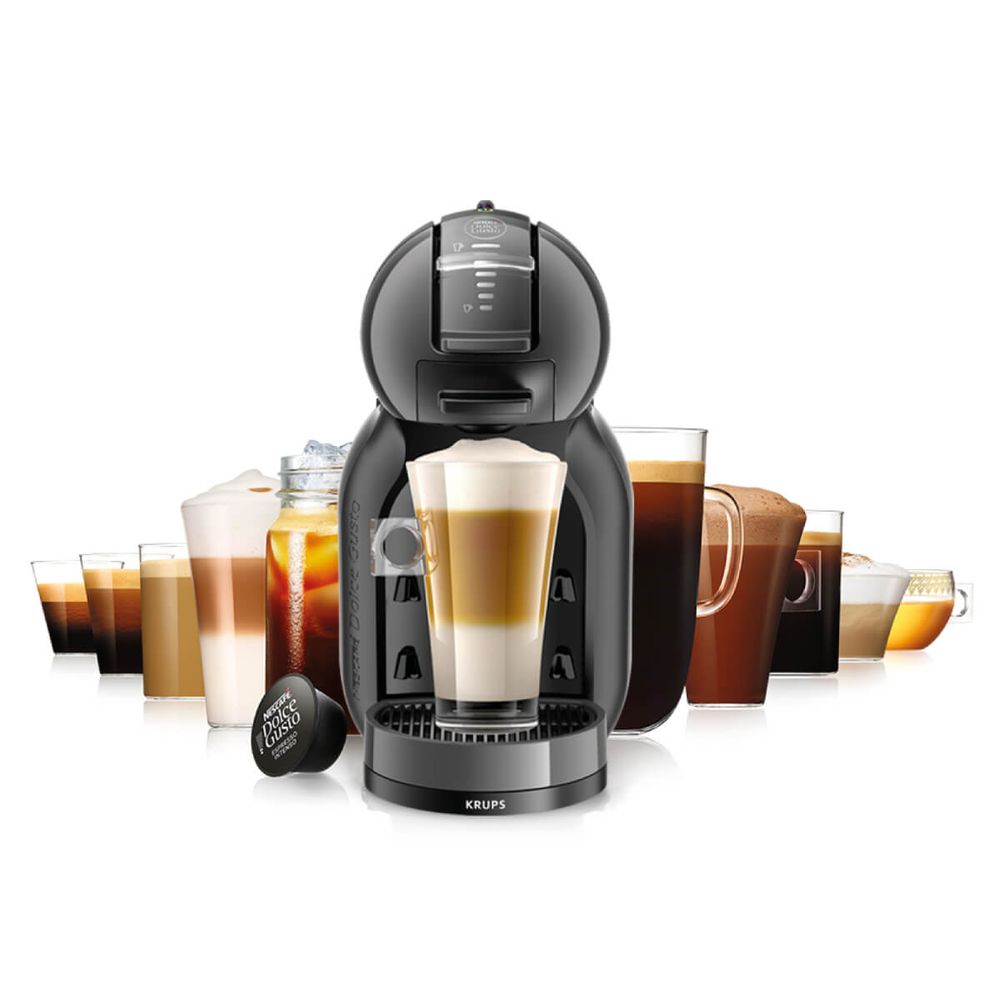 Espressor cu capsule Krups NESCAFÉ® Dolce Gusto® Mini Me KP123810, 1500W, 15 bari presiune, capacitate rezervor 0.8 L, functie Eco, gri