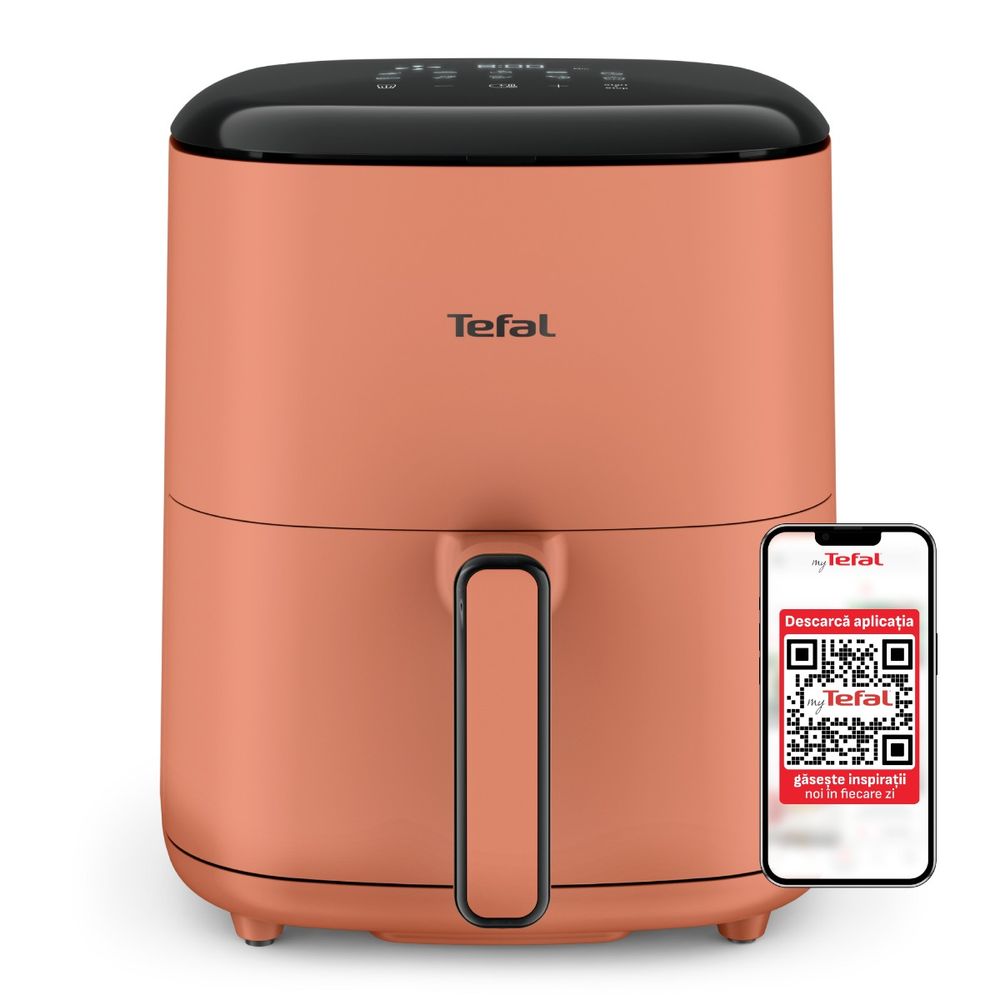 Friteuza cu aer cald Tefal Easy Fry POP EY245TE0, 1500 W, 5 L, - Air fryer cu 10 programe automate, temperatura ajustabila, invelis antiaderent, ecran LCD, oprire automata, portocaliu