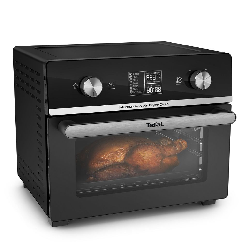 Cuptor cu aer cald Easy TEFAL Fry FW605810, 10 programe, 20 L, tehnologia Extra Crisp, ecran digital, negru