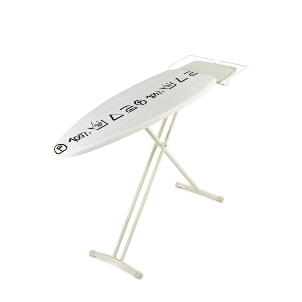 Masă de călcat TI1200E1, suprafață 124 x 40 cm, înălțime până la 93 cm, husă bumbac și spumă, 6 KG, inox, alb / negru