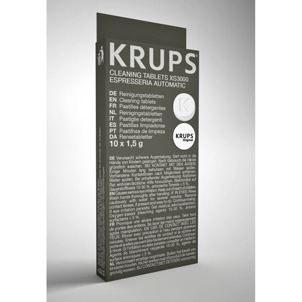 Tablete pentru curățare espressoare Krups XS300010, pentru decalcifiere, compatibile cu espressoarele Krups