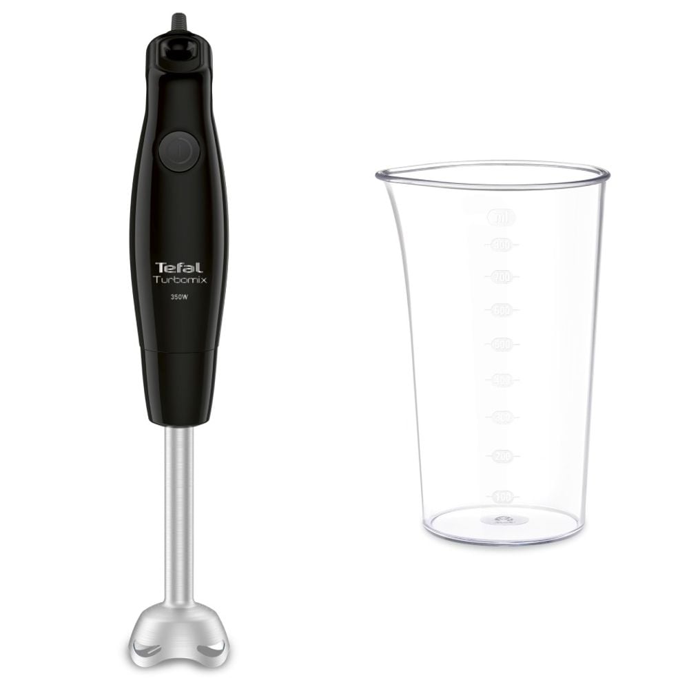 Mixer vertical Tefal Turbomix HB121838, 350W, 2 lame detașabile Zelkrom, funcții inteligente de protectie, pahar gradat 800 ml, negru