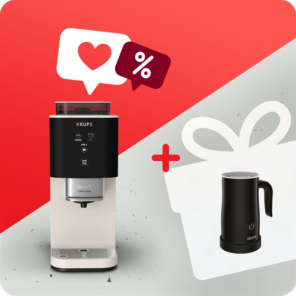 Pachet PROMO Espressor semi-automat Krups Coffee Crush SA4001E0 & Aparat pentru spumat laptele Krups XL100810
