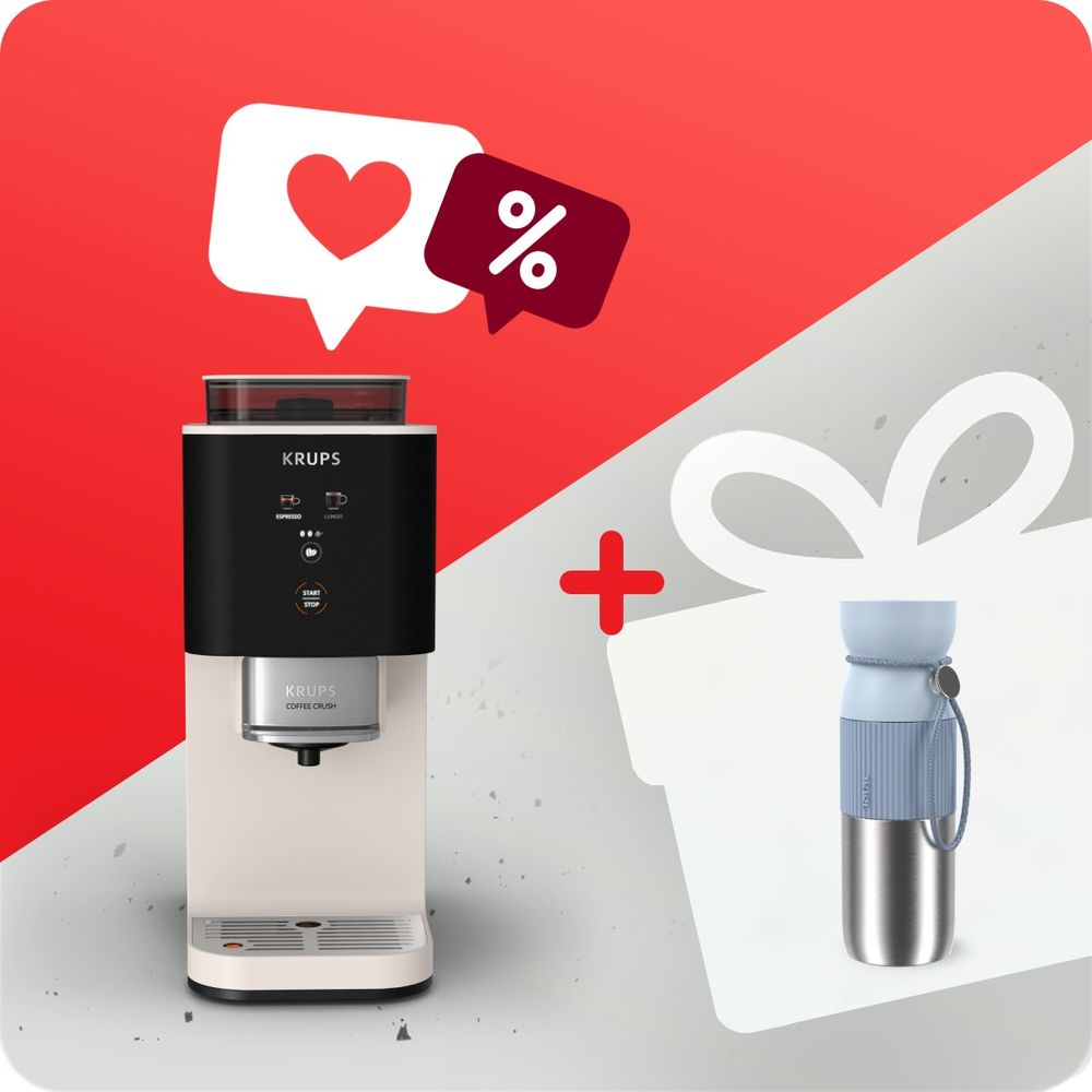 Pachet PROMO Espressor semi-automat Krups Coffee Crush SA4001E0 & Termos Tefal beYou N2192210
