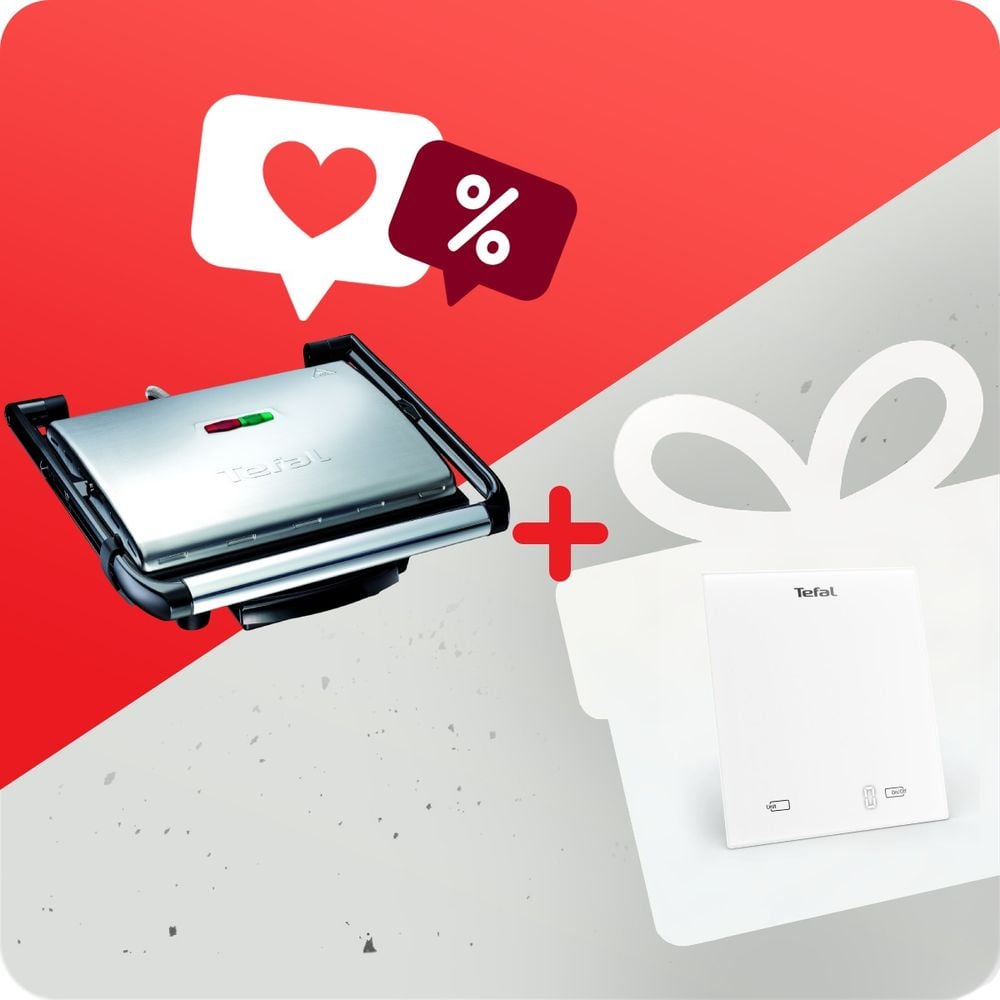 Pachet PROMO Gratar electric multifunctional Tefal Inicio Grill GC241D38 & Cantar de bucataraie Tefal Essential BC5504V0