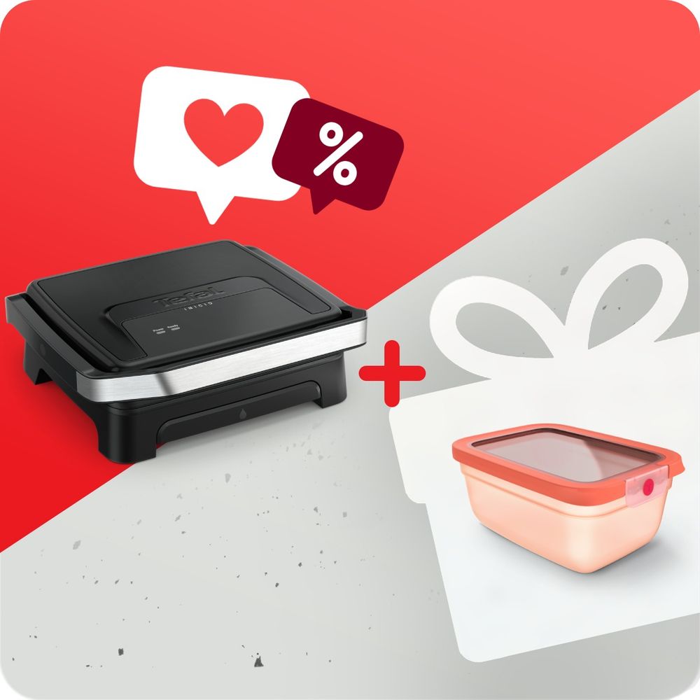 Pachet PROMO Gratar electric multifunctional Tefal Inicio Panini Maker & Grill GC271810 & Caserola Tefal ONEClick N1211110
