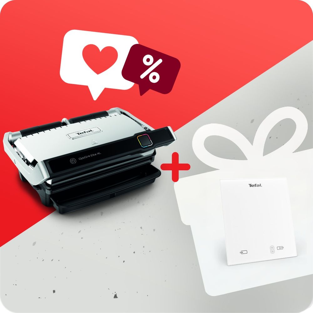Pachet PROMO Gratar electric Tefal OptiGrill Elite XL GC760D30 & Cantar de bucataraie Tefal Essential BC5504V0