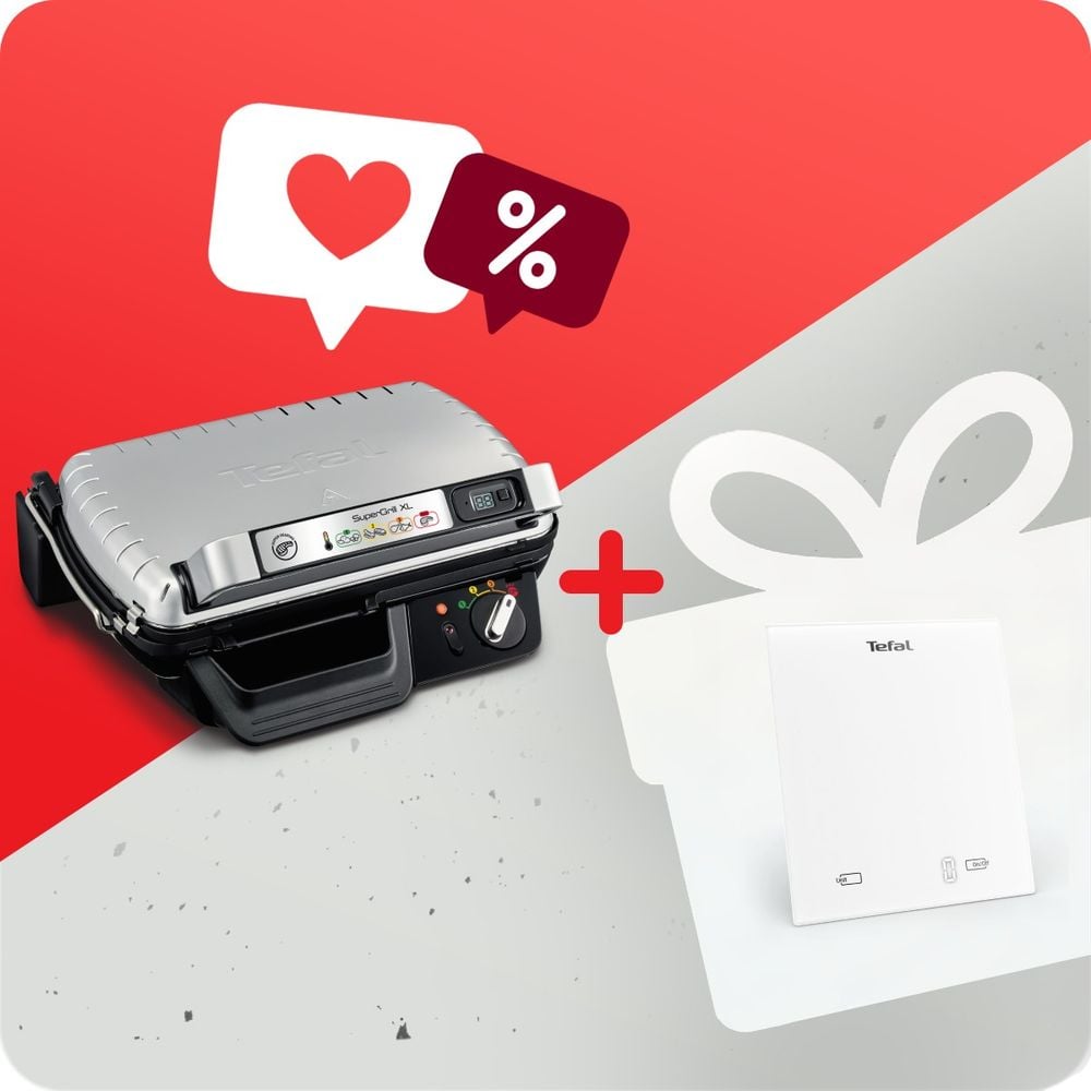 Pachet PROMO Gratar electric Tefal SuperGrill XL GC461B34 & Cantar de bucataraie Tefal Essential BC5504V0