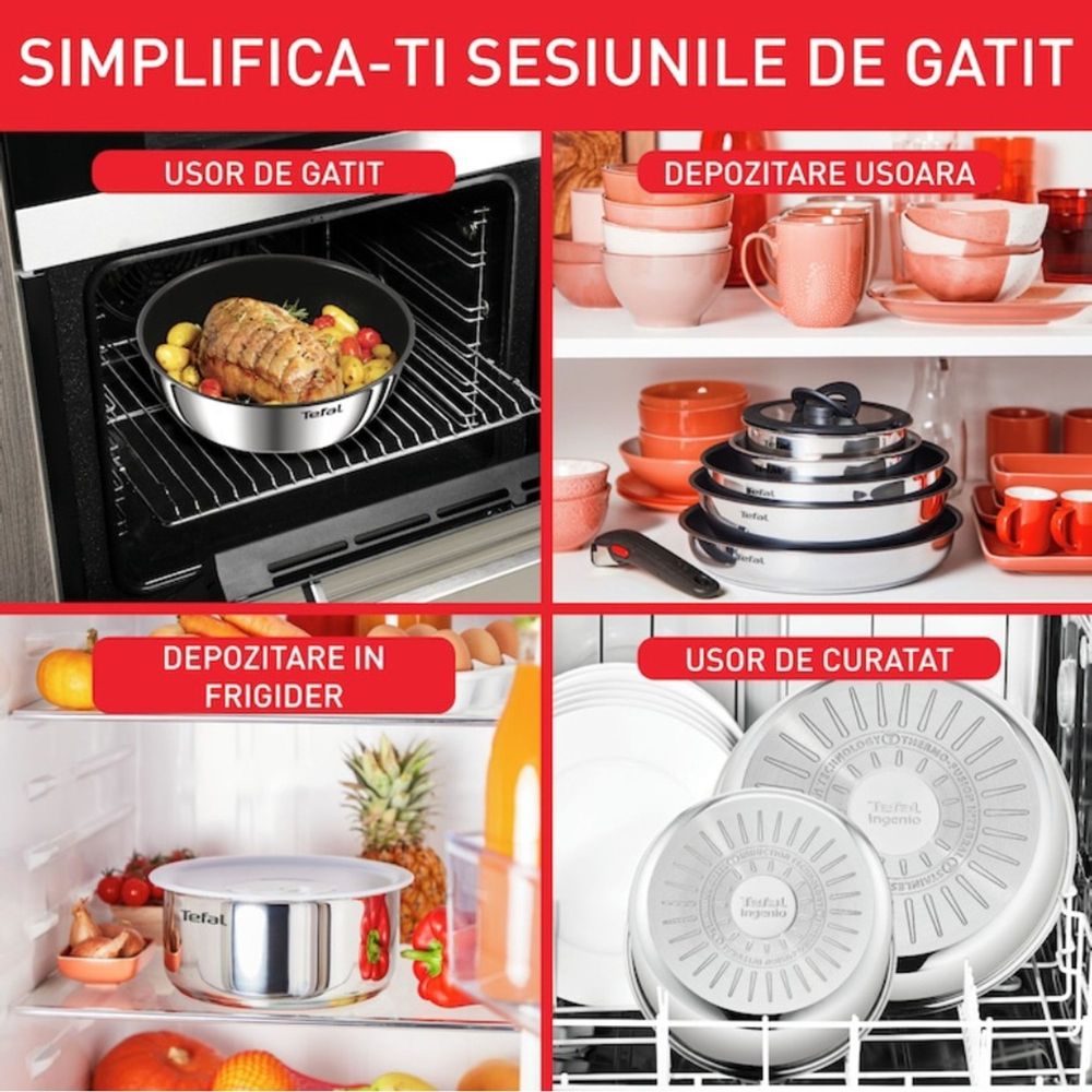 Pachet set 20 piese Tefal Ingenio Emotion inductie & Spatulă