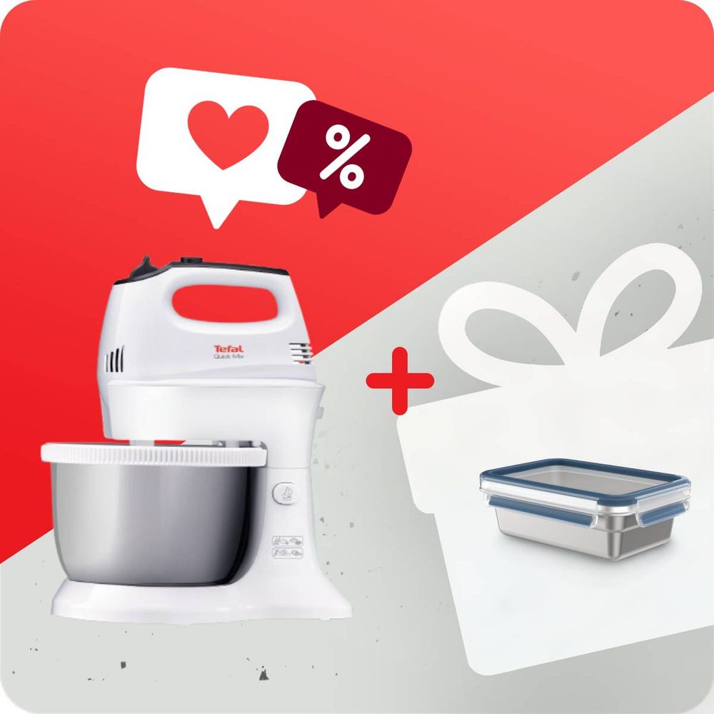 Pachet PROMO Mixer Tefal Quick Mix HT312138 & Caserolă Tefal MasterSeal Stainless Steel N1150410