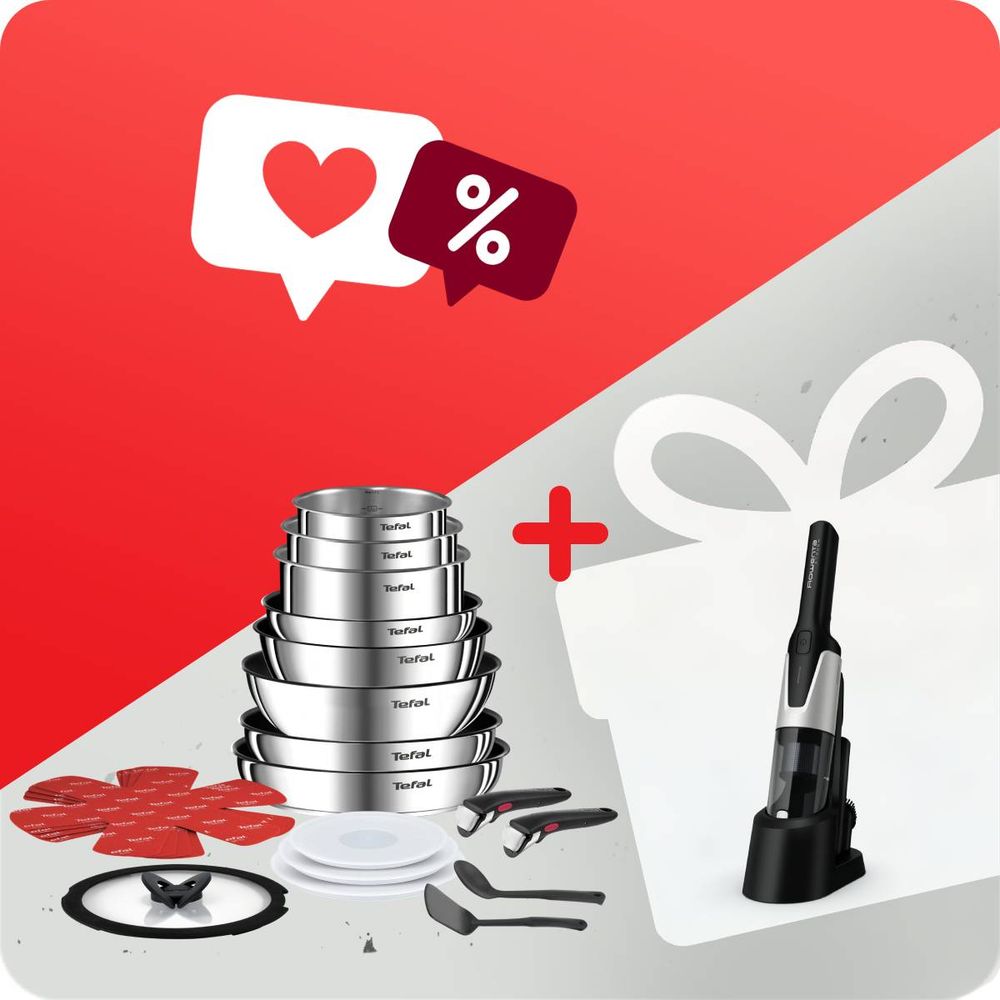 Pachet PROMO Set 20 piese Tefal Ingenio Emotion L897SJ04 & Aspirator de mână Rowenta X-Touch AC9736WO