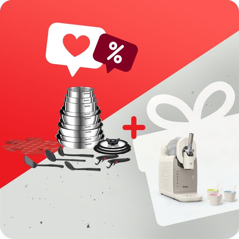 Pachet PROMO Set 22 piese Tefal Ingenio Emotion L897SM74 & Aparat de inghetata Tefal Freezi IG801AE0