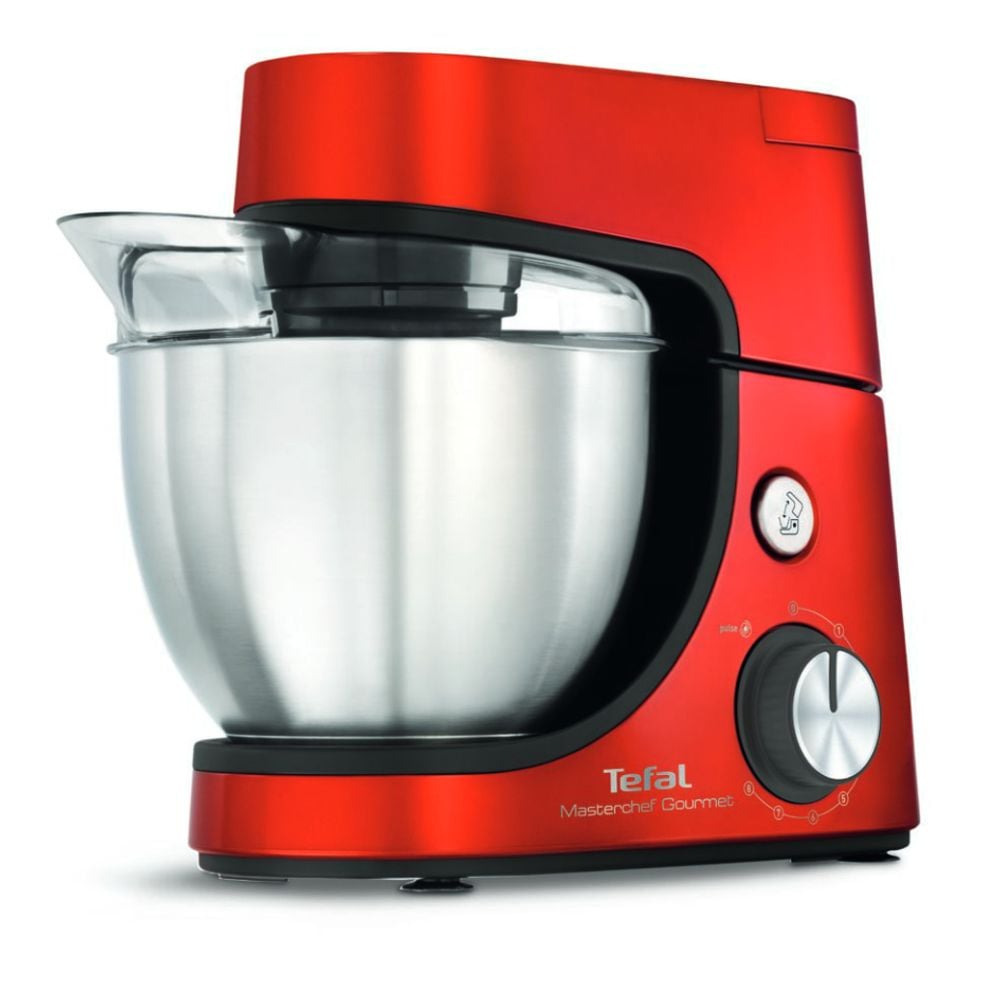 Robot de bucătărie TEFAL MasterChef Gourmet QB516G38, vas 4.6l, blender 1.5l, 1100W, 8 trepte viteză, roșu-argintiu