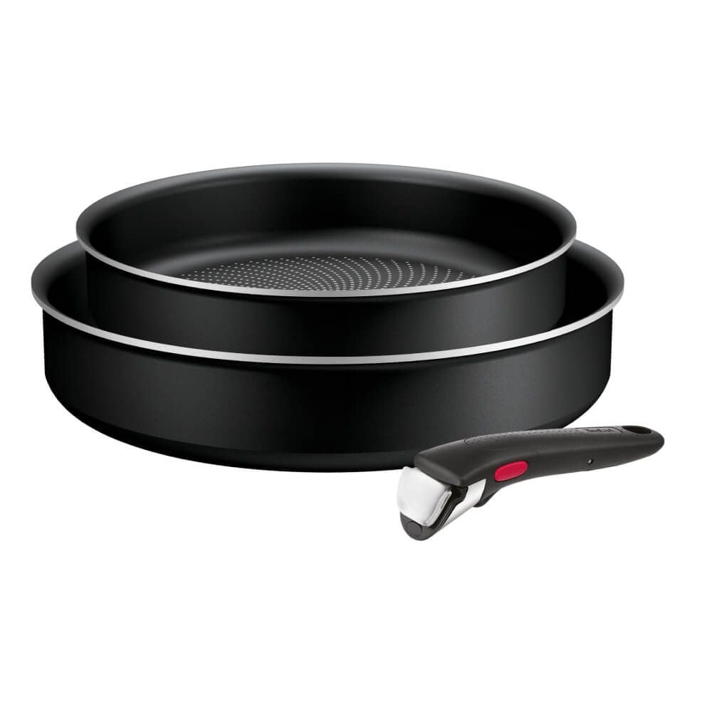 Set de 3 piese Tefal Ingenio Generous Cook L3129053, tigaie de 22/26 cm, mâner detașabil, indicator Thermo Signal, înveliș antiaderent Titanium