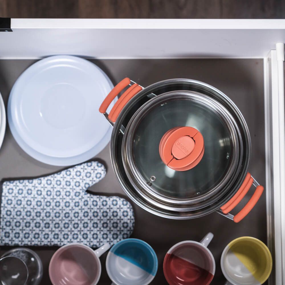 Set 6 piese Opti'Space, cratite si oale inductie inox Tefal