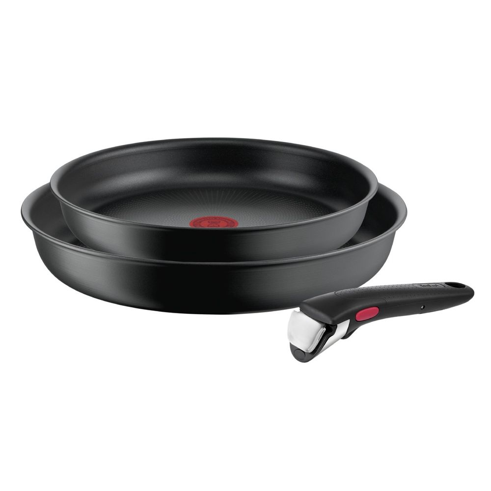 Set de 3 piese Tefal Ingenio Ultimate L7649343, tigaie 22/26 cm, maner detasabil, invelis antiaderent Titanium, indicator Thermo-Signal™, baza Thermo-Fusion™+, inductie, negru