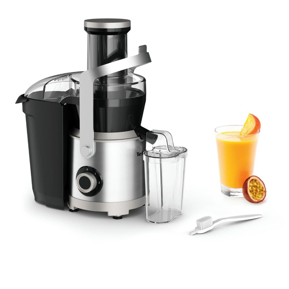 Storcator de fructe si legume Tefal Nutri XXL ZE660D10, 1000 W, 2 trepte de viteza, sistem antipicurare, recipient pentru pulpa 2.2 L , recipient pentru suc 0.8 L, negru &  argintiu