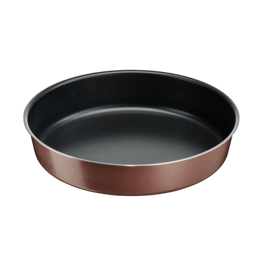 Tava de copt rotunda Tefal Resource J5269702, 26 cm, aluminiu 100% reciclat, invelis antiaderent, maro & negru