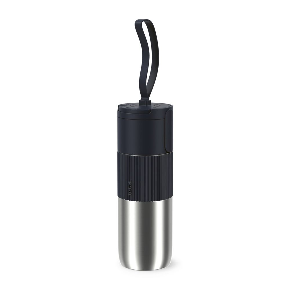 Termos Tefal beYou N2190710, inox, 0.5 L, 100% etanș, capac tip flip, argintiu & negru