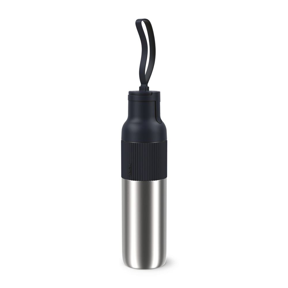 Termos Tefal beYou N3120710, inox, 0.7 L, 100% etanș, capac tip flip, argintiu & negru