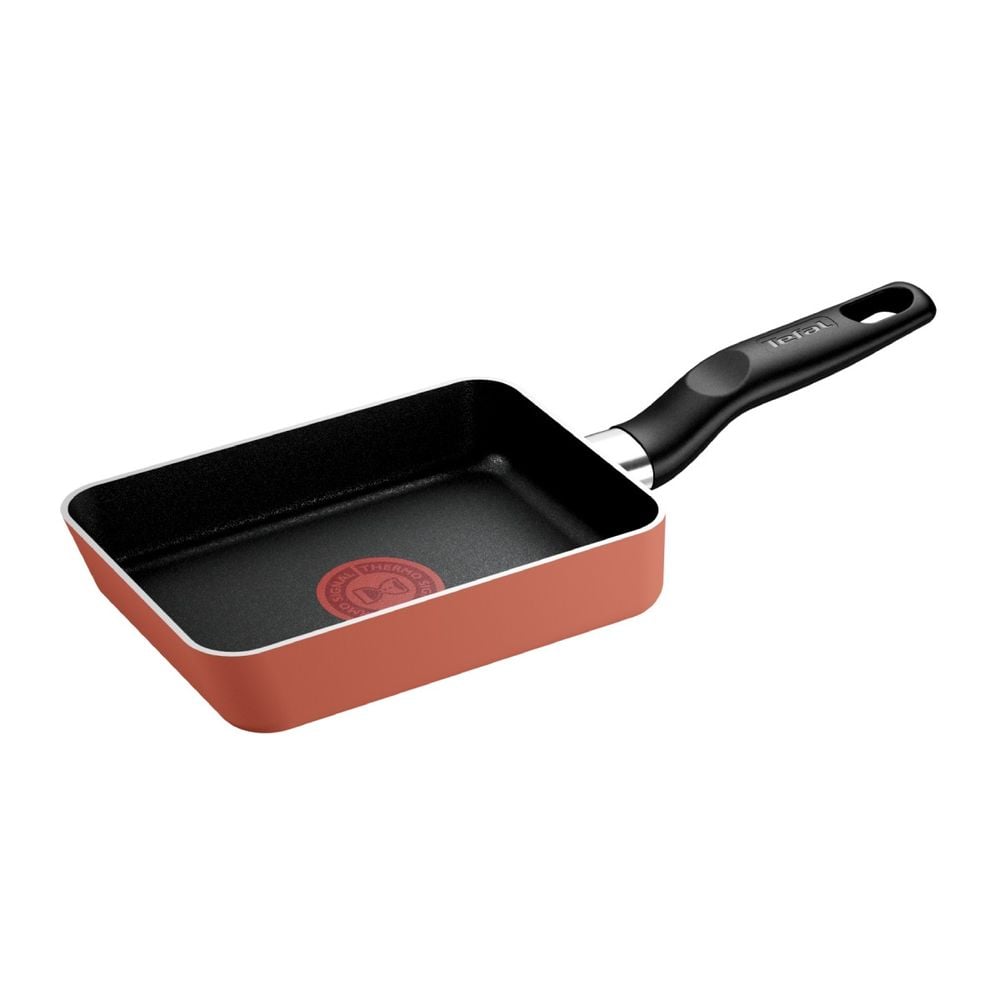 Tigaie pentru oua Tefal Enjoy Mini B4291853, 12 x 18 cm, invelis antiaderent Titanium, aluminiu, indicator Thermo-Signal, baza Difussion, rosu