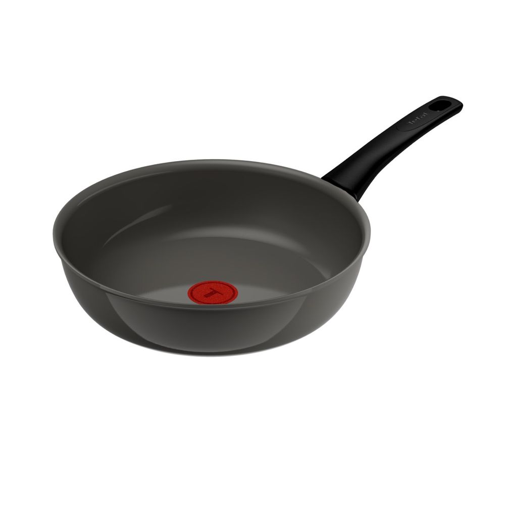 Tigaie wok Tefal Renewal Ceramic G0177702, 26 cm, invelis ceramic antiaderent Inoceram, Thermo-Signal™, inductie, gri